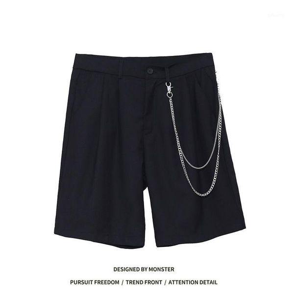 men's shorts vibe style capris korean casual loose pure black chain design high street drop feeling suit summer, White;black
men's shorts vibe style capris korean casual loose pure black chain design high street drop feeling suit summer, White;black