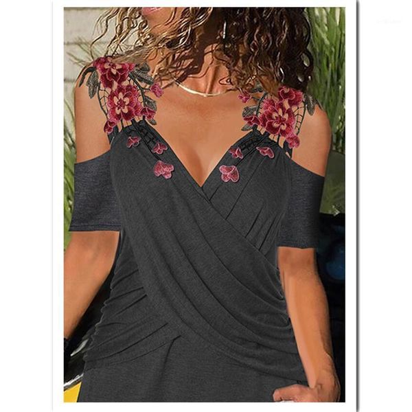 women's t-shirt patchwork slim t shirt women v neck short sleeve hollow out shoulder ladies casual, White
women's t-shirt patchwork slim t shirt women v neck short sleeve hollow out shoulder ladies casual, White