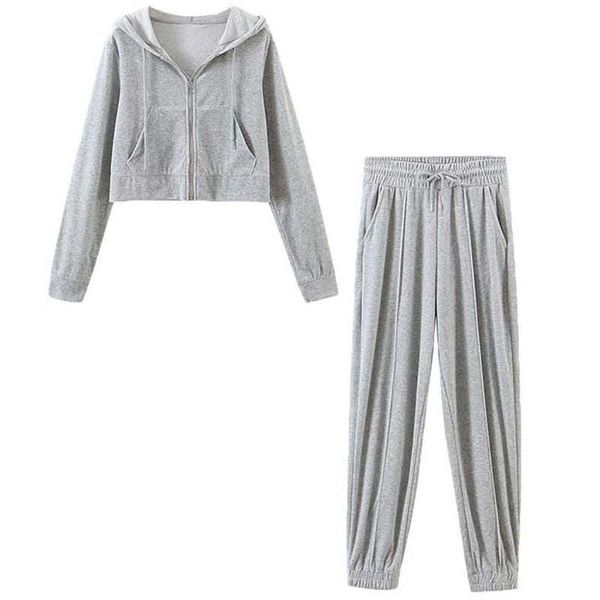spring autumn velour women outfits zipper cropped hoodies and joggers casual fitness 2 piece sets female sportswear 210604, White
spring autumn velour women outfits zipper cropped hoodies and joggers casual fitness 2 piece sets female sportswear 210604, White