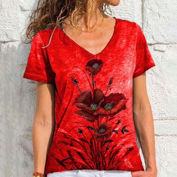 women's t-shirt oversized ladies women plus size floral 3d print t shirt loose v-neck short sleeve casual tee summer streetwear, White
women's t-shirt oversized ladies women plus size floral 3d print t shirt loose v-neck short sleeve casual tee summer streetwear, White