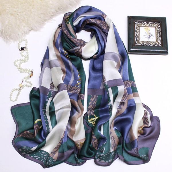 scarves geometric chain natural silk scarf fashion neck wear scarfs color pashmina women's elegant wraps zscj31, Blue;gray
scarves geometric chain natural silk scarf fashion neck wear scarfs color pashmina women's elegant wraps zscj31, Blue;gray