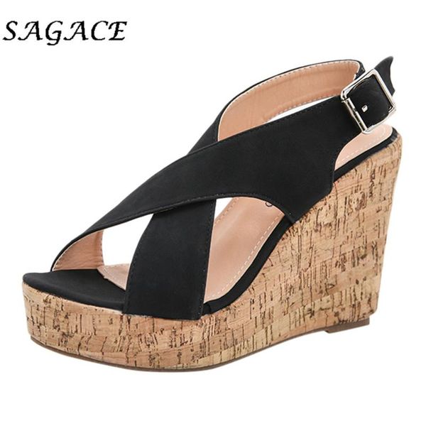 buckle shoes women wedge sandals thick heels beach ladies high summer leather ankle, Black
buckle shoes women wedge sandals thick heels beach ladies high summer leather ankle, Black