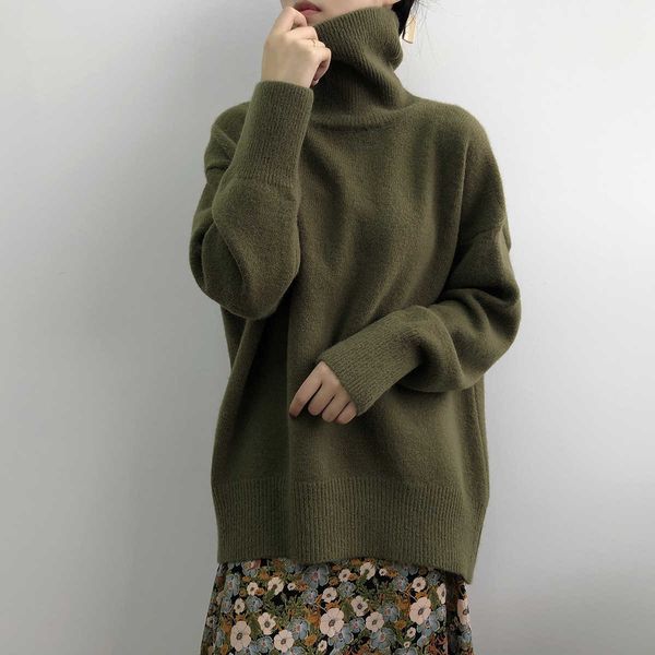 high turtleneck sweater women autumn winter korean loose thickened knit bottom pullovers 210607, White;black
high turtleneck sweater women autumn winter korean loose thickened knit bottom pullovers 210607, White;black