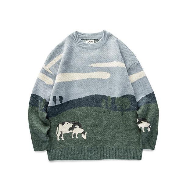 men's sweaters youth men cows vintage winter 2021 pullover mens o-neck korean fashions sweater women casual harajuku clothes, White;black
men's sweaters youth men cows vintage winter 2021 pullover mens o-neck korean fashions sweater women casual harajuku clothes, White;black