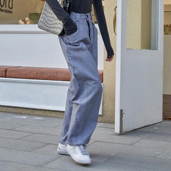 women's pants & capris 2021 spring and autumn french simple pinstripe high waist straight fashion loose wild casual blue s-l, Black;white
women's pants & capris 2021 spring and autumn french simple pinstripe high waist straight fashion loose wild casual blue s-l, Black;white