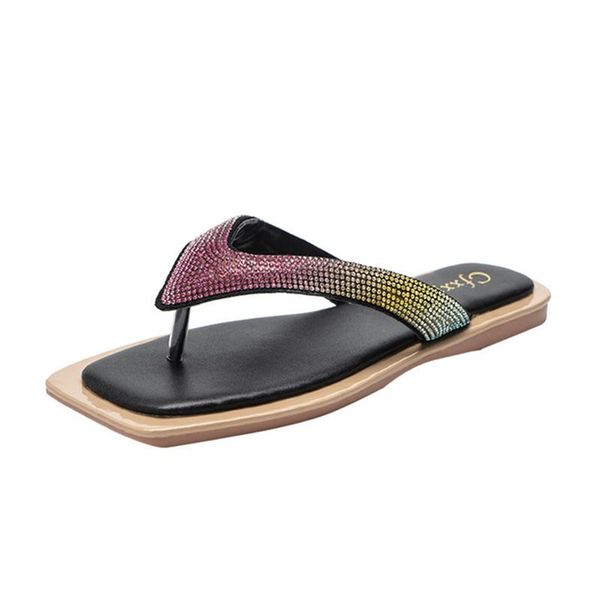 women's shoes slippers 2021 summer fashion flat-bottomed diamond flashing v word drag flat with solid color casual sandals, Black
women's shoes slippers 2021 summer fashion flat-bottomed diamond flashing v word drag flat with solid color casual sandals, Black
