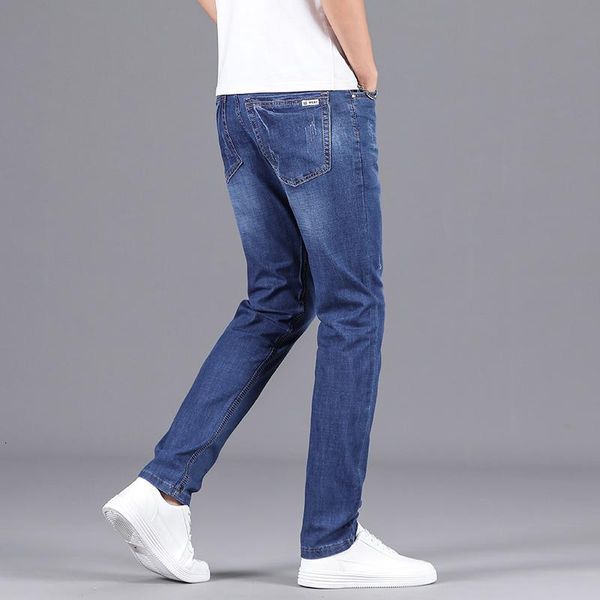spring and summer high-quality cotton stretch lightweight slim classic buttons youth fashion casual thin denim jeans, Blue
spring and summer high-quality cotton stretch lightweight slim classic buttons youth fashion casual thin denim jeans, Blue