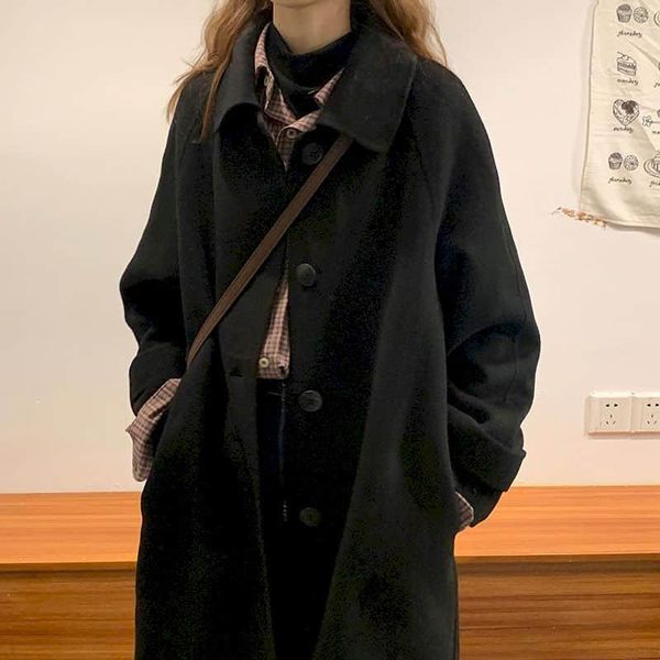 women's trench coats black woolen coat 2021 high street autumn and winter mid-length short girl japanese temperament, Tan;black
women's trench coats black woolen coat 2021 high street autumn and winter mid-length short girl japanese temperament, Tan;black