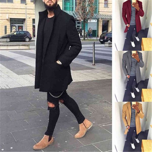 men's wool & blends man woolen coat fashion occident trend solid color long sleeve cardigan windbreaker outerwear male spring casual la, Black
men's wool & blends man woolen coat fashion occident trend solid color long sleeve cardigan windbreaker outerwear male spring casual la, Black