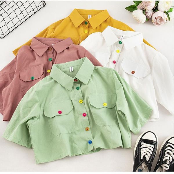 sweet womens shirts color button shirt female short sleeve korean summer turn down collar casual women single breasted style, White
sweet womens shirts color button shirt female short sleeve korean summer turn down collar casual women single breasted style, White