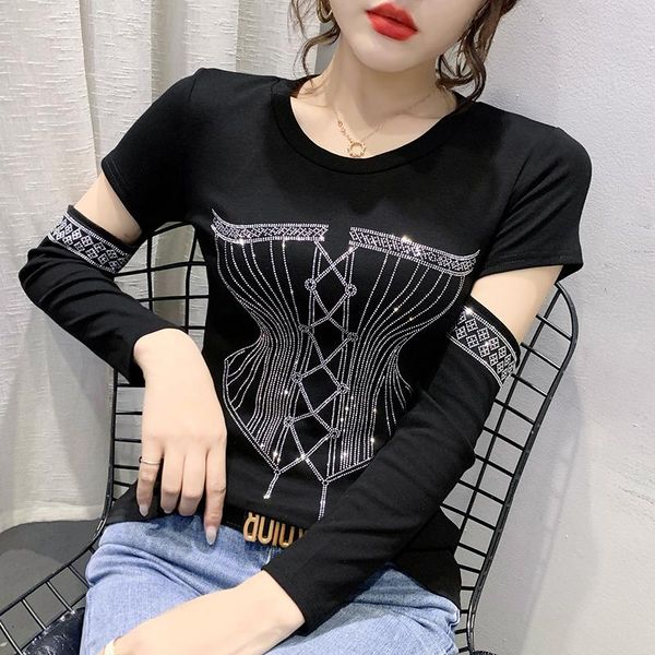 spring and autumn women's heavy industry drilling off-shoulder long-sleeved t-shirt slimming diamond cotton top, White
spring and autumn women's heavy industry drilling off-shoulder long-sleeved t-shirt slimming diamond cotton top, White