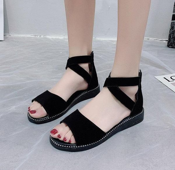 sandals women's summer style casual buckle low-heeled flat heel open toe shoe plus size 35-41, Black
sandals women's summer style casual buckle low-heeled flat heel open toe shoe plus size 35-41, Black