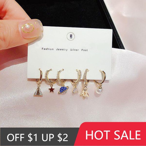 hoop & huggie popacc silver color 6-pcs earrings sets micro cubic zircon aircraft universe star earring for women, Golden;silver
hoop & huggie popacc silver color 6-pcs earrings sets micro cubic zircon aircraft universe star earring for women, Golden;silver