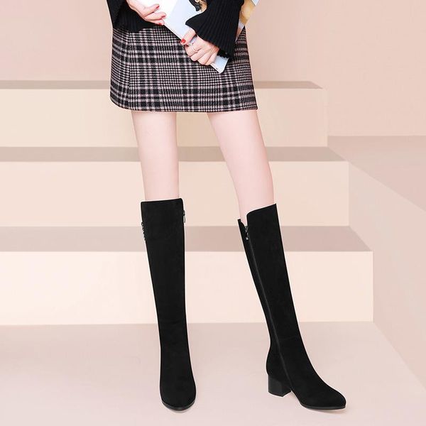 knee length boots women's autumn winter high heeled shoes plush middle versatile thick, Black
knee length boots women's autumn winter high heeled shoes plush middle versatile thick, Black