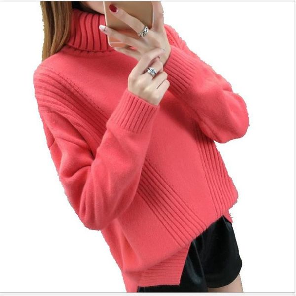 women's sweaters women warm turtleneck sweater female short knitwear loose casual thicken knitted and pullovers 2021 q1082, White;black
women's sweaters women warm turtleneck sweater female short knitwear loose casual thicken knitted and pullovers 2021 q1082, White;black