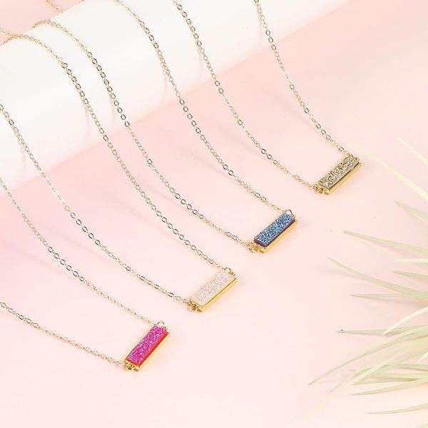 pendant necklaces 2021 fashion resin druzy stone rectangle choker necklace colorful bohemain gold chian women girl jewelry, Silver
pendant necklaces 2021 fashion resin druzy stone rectangle choker necklace colorful bohemain gold chian women girl jewelry, Silver