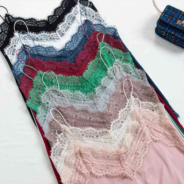 12 colors chic streetwear satin lace splice camis v neck crop spring female cropped tank, White
12 colors chic streetwear satin lace splice camis v neck crop spring female cropped tank, White