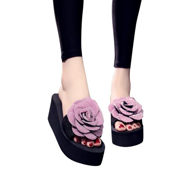 slippers women flower decoration thick bottom mid heel round head party wedges slip-on large size summer, Black
slippers women flower decoration thick bottom mid heel round head party wedges slip-on large size summer, Black