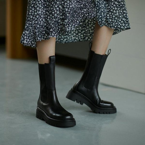 boots genuine leather women elastic band round toe thick heels vintage autumn winter party working shoes woman, Black
boots genuine leather women elastic band round toe thick heels vintage autumn winter party working shoes woman, Black