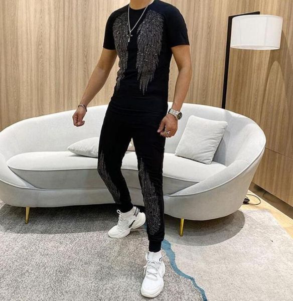 men's tracksuits summer men set suit sportswear casual 2pcs outfits drilling design, Gray
men's tracksuits summer men set suit sportswear casual 2pcs outfits drilling design, Gray