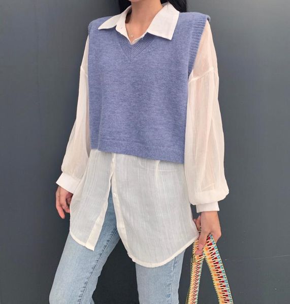 women's vests covering yarn women sleeveless pullover fall 2021 korean style preppy cute solid v neck short knitted wool sweater vest t, Black;white
women's vests covering yarn women sleeveless pullover fall 2021 korean style preppy cute solid v neck short knitted wool sweater vest t, Black;white
