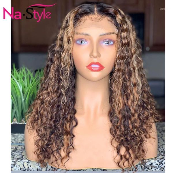 curly human hair wig 13x4 highlight lace front wigs for black women ombre with baby 150 remy1, Black;brown
curly human hair wig 13x4 highlight lace front wigs for black women ombre with baby 150 remy1, Black;brown