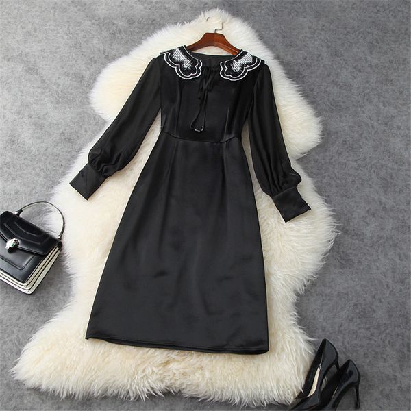 elegant feminine full black sequins dress office femme spring robes designers gowns, Black;gray
elegant feminine full black sequins dress office femme spring robes designers gowns, Black;gray