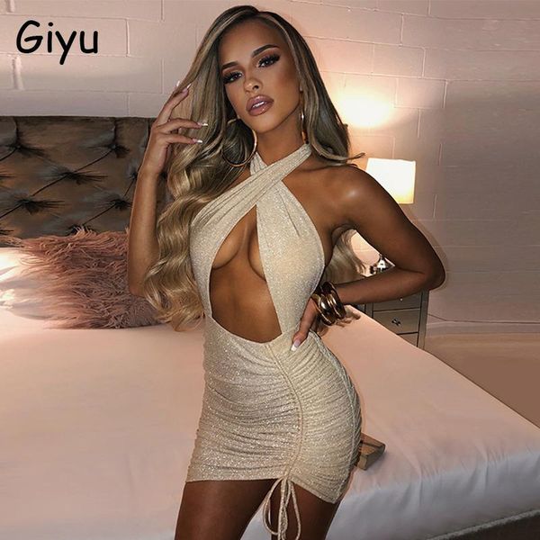 casual dresses giyu glitter club party summer dress bodycon halter backless drawstring mini women 2021 hollow out ruched vestidos, Black;gray
casual dresses giyu glitter club party summer dress bodycon halter backless drawstring mini women 2021 hollow out ruched vestidos, Black;gray
