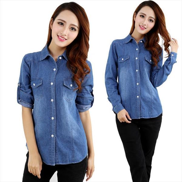 cowboy summer womens shirt long sleeve and korean style plus size clothes k3865, White
cowboy summer womens shirt long sleeve and korean style plus size clothes k3865, White