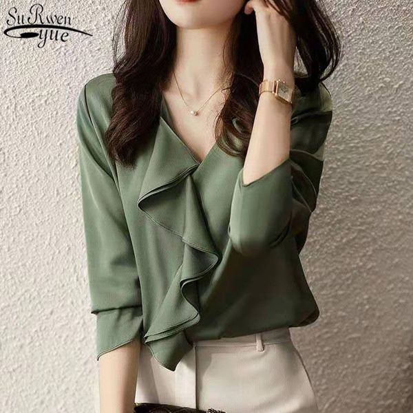 ruffle v-neck shirt summer korean style long sleeve women's wild satin silk chiffon female 13876 210427, White
ruffle v-neck shirt summer korean style long sleeve women's wild satin silk chiffon female 13876 210427, White