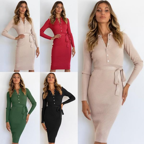 casual dresses long sleeve slimming dress fashion lace-up button knee-length solid color turn-down collar knitted robe vestidos, Black;gray
casual dresses long sleeve slimming dress fashion lace-up button knee-length solid color turn-down collar knitted robe vestidos, Black;gray