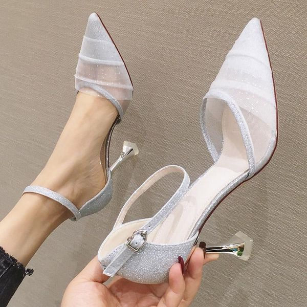 stiletto sandals women's summer 2021 pointed buckle with mesh banquet dress single shoes hollow wild bridal wedding, Black
stiletto sandals women's summer 2021 pointed buckle with mesh banquet dress single shoes hollow wild bridal wedding, Black