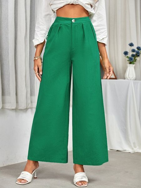 solid high waist wide leg pants a7yc#, Black;white