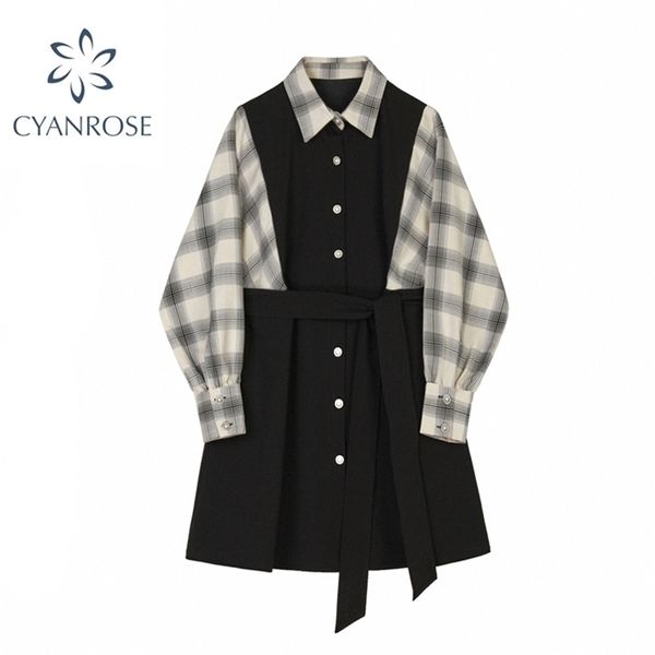 women shirt dresses casual loose autumn korean style sweet long sleeve high waist a line vintage girls plaid dress 210515, Black;gray
women shirt dresses casual loose autumn korean style sweet long sleeve high waist a line vintage girls plaid dress 210515, Black;gray