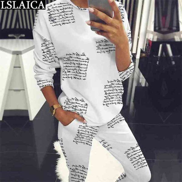 fashion two piece set elegant spaper letter print long sleeve &long pants wild 2 women office 210515, White
fashion two piece set elegant spaper letter print long sleeve &long pants wild 2 women office 210515, White
