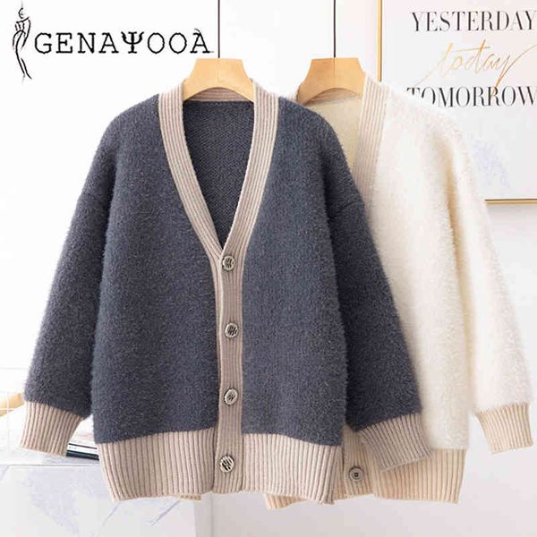 genayooa warm cashmere long sleeve knitted cardigan female high elastic jumper ladies soft loose sweater women 210417, White;black
genayooa warm cashmere long sleeve knitted cardigan female high elastic jumper ladies soft loose sweater women 210417, White;black