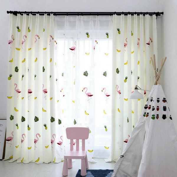 white linen flamingo pattern embroidery curtains eco-friendly breathable fabric for livingroom window drapes ready made curtain &
white linen flamingo pattern embroidery curtains eco-friendly breathable fabric for livingroom window drapes ready made curtain &
