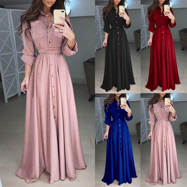 lapel maxi dress womens casual long sleeve solid elegant party soft touch autumn winter pleated dresses robe#s, Black;gray
lapel maxi dress womens casual long sleeve solid elegant party soft touch autumn winter pleated dresses robe#s, Black;gray