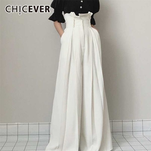chicever solid trouser for women full length high waist pleated loose plus size ruffles wide leg pant female autumn clothes 211216, Black;white
chicever solid trouser for women full length high waist pleated loose plus size ruffles wide leg pant female autumn clothes 211216, Black;white