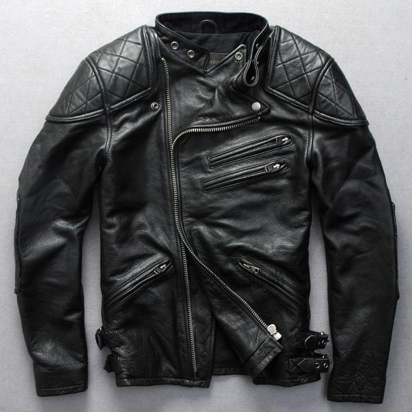 vintage motorcycle men's leather jacket men cowhide skulls oblique zipper genuine coat moto biker male & faux, Black
vintage motorcycle men's leather jacket men cowhide skulls oblique zipper genuine coat moto biker male & faux, Black