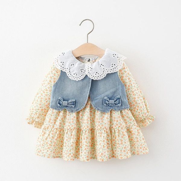 clothing sets autumn children's wear wholesale 2021 baby girls bow denim vest with floral print dress, White
clothing sets autumn children's wear wholesale 2021 baby girls bow denim vest with floral print dress, White