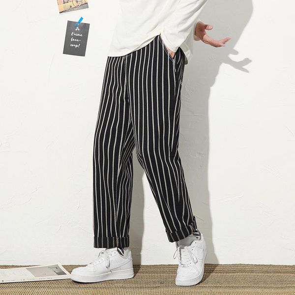 men's jeans 2021 autumn and winter youth tide brand black white jacquard striped loose straight-leg pants wide-leg, Blue
men's jeans 2021 autumn and winter youth tide brand black white jacquard striped loose straight-leg pants wide-leg, Blue