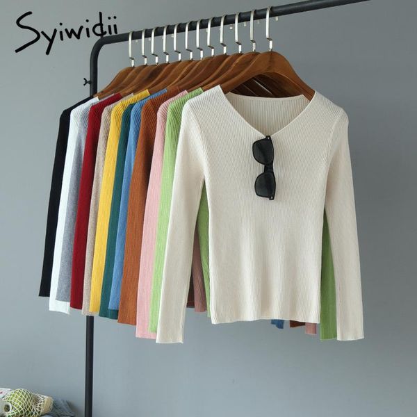 women's sweaters syiwidii v neck sweater womens winter 2021 basic pullover long sleeve spring autumn sliod slim knitted jumper, White;black
women's sweaters syiwidii v neck sweater womens winter 2021 basic pullover long sleeve spring autumn sliod slim knitted jumper, White;black
