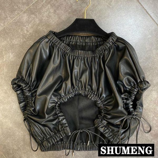 women's vests 2021 autumn women streetwear round neck short sleeve drawstring elastic waist black pu vest t-shirt cropped, Black;white
women's vests 2021 autumn women streetwear round neck short sleeve drawstring elastic waist black pu vest t-shirt cropped, Black;white