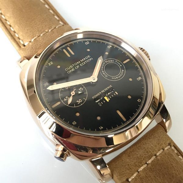 44mm watch men steel power reserve seagull automatic movement luminous date watches men's clock military leather strap p16 wristwatches, Slivery;brown
44mm watch men steel power reserve seagull automatic movement luminous date watches men's clock military leather strap p16 wristwatches, Slivery;brown