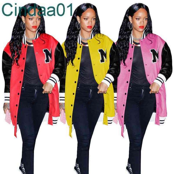 women jacket designer casual loose personality autumn and winter letters printed threaded cuffs color stitching trendy long baseball coat, Black
women jacket designer casual loose personality autumn and winter letters printed threaded cuffs color stitching trendy long baseball coat, Black