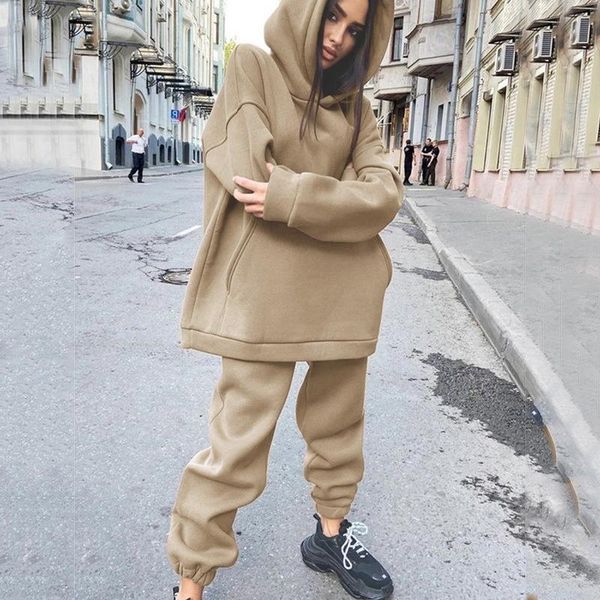women's two piece pants casual fleece tracksuit women winter 2021 oversized long sleeve pullover sport suit set outfit loose streetwear, White
women's two piece pants casual fleece tracksuit women winter 2021 oversized long sleeve pullover sport suit set outfit loose streetwear, White