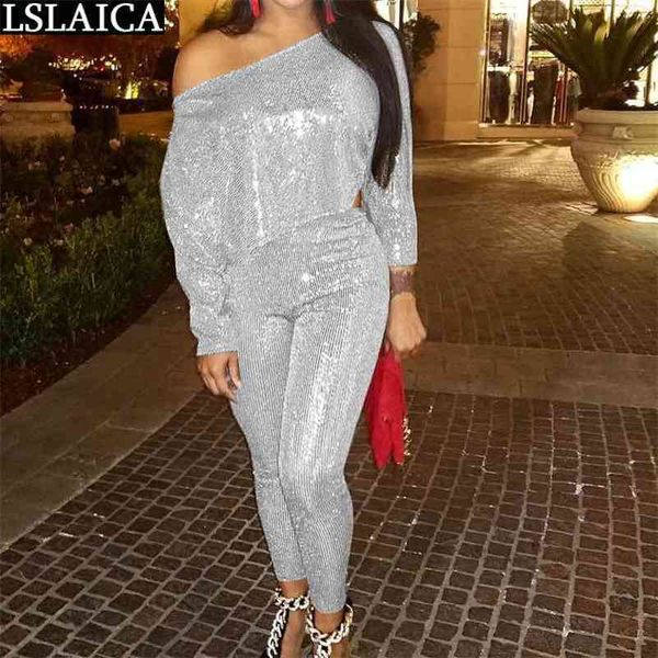 set clothes for women long sleeve off shoulder &women pants sequin two piece outfits streetwear party 2 peice sets 210515, White
set clothes for women long sleeve off shoulder &women pants sequin two piece outfits streetwear party 2 peice sets 210515, White