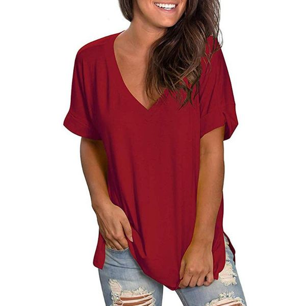 women's t-shirt solid color summer t shirt women casual shirts for 2021 v-neck loose short sleeve pus size clothing #g1, White
women's t-shirt solid color summer t shirt women casual shirts for 2021 v-neck loose short sleeve pus size clothing #g1, White