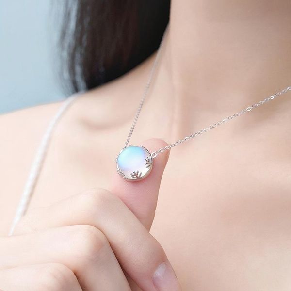 pendant necklaces moonstone crystal aurora necklace for women round blue scale light forest girls sweet clavicle chain jewelry, Silver
pendant necklaces moonstone crystal aurora necklace for women round blue scale light forest girls sweet clavicle chain jewelry, Silver